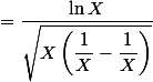 =\dfrac{\ln X}{\sqrt{X\left(\dfrac{1}{X}-\dfrac{1}{X}}\right)}